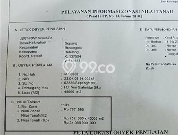Dijual Tanah Lokasi Sepang Kelod, Buleleng Seluas 45000m2 Dijual Tanah Lokasi Sepang Kelod, Buleleng Seluas 45000m2