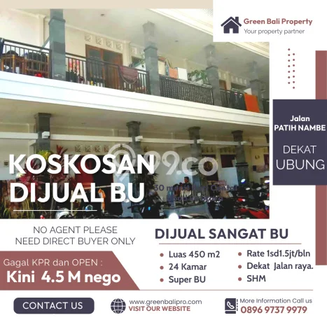 Kos-kosan Dijual di Denpasar Utara, Denpasar, 24 KT, 24 KM, Bangunan 350m2 Kos-kosan Dijual di Denpasar Utara, Denpasar, 24 KT, 24 KM, Bangunan 350m2