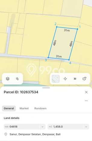 Tanah Dijual Area Strategis di Sanur Denpasar 1581m2 Tanah Dijual Area Strategis di Sanur Denpasar 1581m2