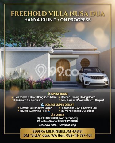 Vila Premium Kawasan , Luas 203m2m², Dekat Badung, Badung Vila Premium Kawasan , Luas 203m2m², Dekat Badung, Badung