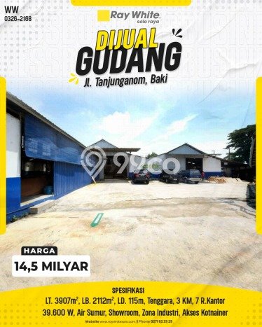 Gudang Usaha Dijual di Baki Sukoharjo LT 3907m2 & LB 2112m2 Gudang Usaha Dijual di Baki Sukoharjo LT 3907m2 & LB 2112m2