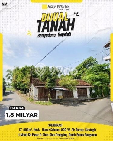 Jual Tanah di Banyudono, Luas 803m2m², Kawasan Asri Jual Tanah di Banyudono, Luas 803m2m², Kawasan Asri