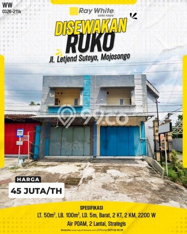 Unit Ruko disewakan di Jebres Surakarta dengan LT 50m2 / LB 100m2 Unit Ruko disewakan di Jebres Surakarta dengan LT 50m2 / LB 100m2