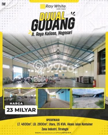 INVESTASI POTENSIAL! Gudang Kawasan Nogosari, Luas 2800m2m², Kawasan Komersial INVESTASI POTENSIAL! Gudang Kawasan Nogosari, Luas 2800m2m², Kawasan Komersial
