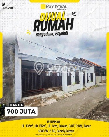 For Sale Rumah 3 Kamar Lokasi Strategis Bagus dan Strategis di Banyudono For Sale Rumah 3 Kamar Lokasi Strategis Bagus dan Strategis di Banyudono
