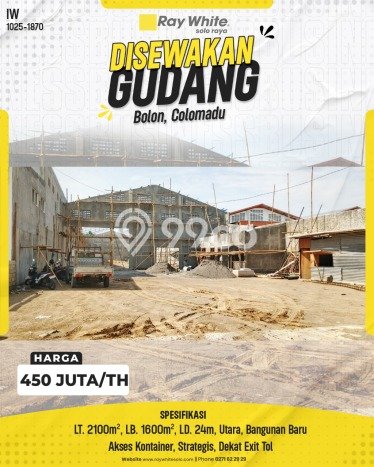 Gudang paling strategis disewakan di Colomadu Karanganyar Gudang paling strategis disewakan di Colomadu Karanganyar