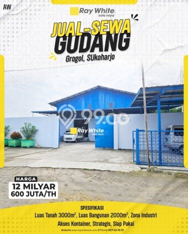 Gudang Bagus LT 3000m2 LB 2000m2 Dijual di Grogol Sukoharjo Gudang Bagus LT 3000m2 LB 2000m2 Dijual di Grogol Sukoharjo