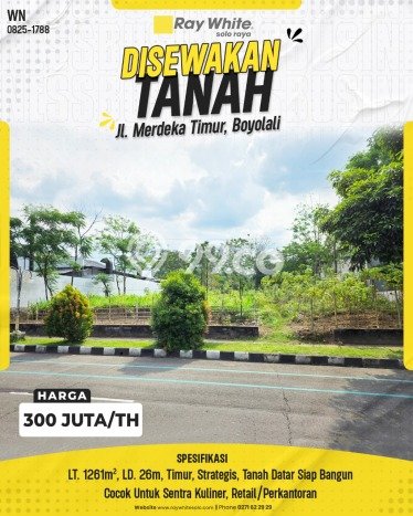 Disewakan Tanah Lokasi Strategis di Mojosongo Boyolali 1261m2 Disewakan Tanah Lokasi Strategis di Mojosongo Boyolali 1261m2