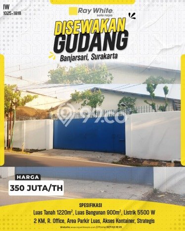 Gudang disewakan lokasi strategis Banjarsari Solo 900m2 Gudang disewakan lokasi strategis Banjarsari Solo 900m2