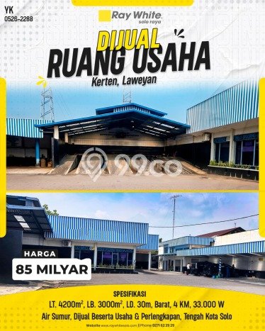 Unit Komersial Dijual di Laweyan Solo Luas Tanah 4200m2, Luas Bangunan 3000m2 Unit Komersial Dijual di Laweyan Solo Luas Tanah 4200m2, Luas Bangunan 3000m2