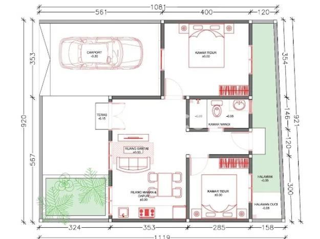 Rumah Minimalis 2 KT LT 100m2 di Pering Rumah Minimalis 2 KT LT 100m2 di Pering