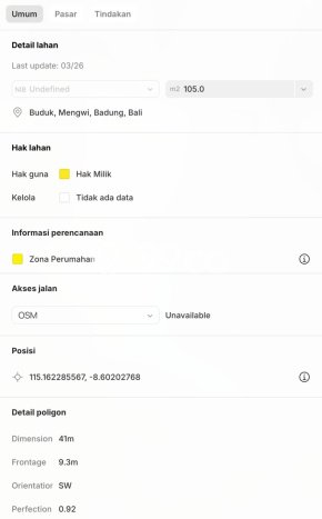 Tanah Dijual Lokasi Strategis di Badung dengan Luas 105m2 Tanah Dijual Lokasi Strategis di Badung dengan Luas 105m2