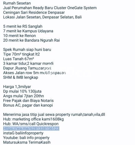 For Sale Hunian Rumah Nyaman 3 Kamar di Sesetan, Denpasar For Sale Hunian Rumah Nyaman 3 Kamar di Sesetan, Denpasar