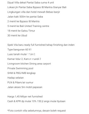 For Sale! Vila di , Ukuran 110m2m², Dekat ke Pusat Kota For Sale! Vila di , Ukuran 110m2m², Dekat ke Pusat Kota