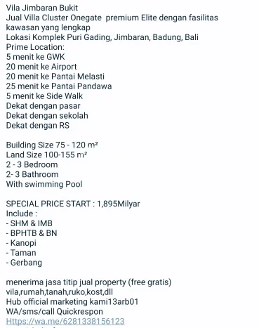 Rumah Modern 3 KT di Puri Gading Badung Full Furnished Rumah Modern 3 KT di Puri Gading Badung Full Furnished