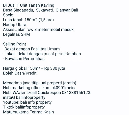 Tanah Dijual Lokasi Sukawati Gianyar SHM Tanah Dijual Lokasi Sukawati Gianyar SHM