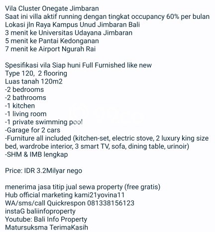 Bisnis Potensial! Vila di , Dimensi 120m2m², Posisi Strategis Bisnis Potensial! Vila di , Dimensi 120m2m², Posisi Strategis