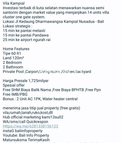 Kesempatan Investasi! Vila di , Luas 120m2m², Hasil Menjanjikan untuk investasi Kesempatan Investasi! Vila di , Luas 120m2m², Hasil Menjanjikan untuk investasi