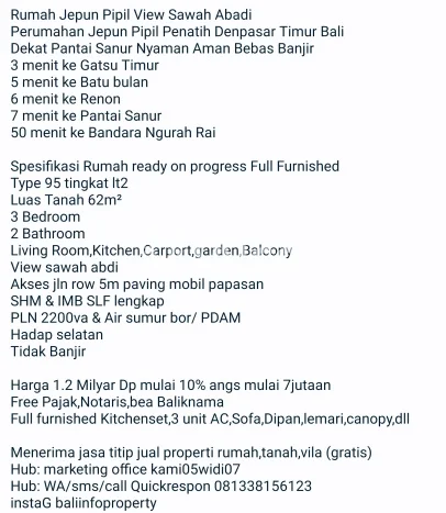 Rumah Minimalis 3 Kamar LT 62m2 di Penatih Rumah Minimalis 3 Kamar LT 62m2 di Penatih