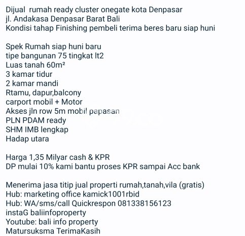 Rumah Modern 3 KT di Kerobokan Badung Rumah Modern 3 KT di Kerobokan Badung