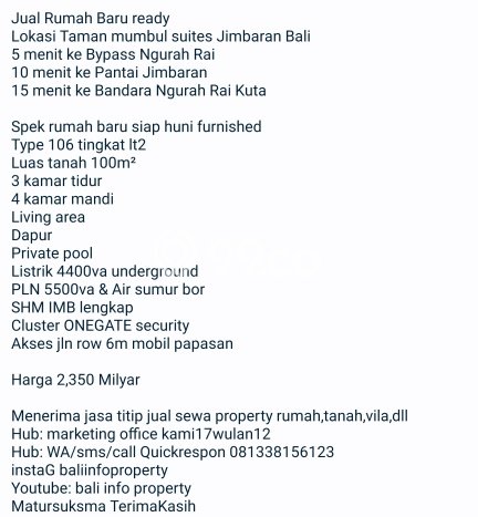 Hunian Nyaman Asri 3 KT Siap Huni di Jimbaran Badung Hunian Nyaman Asri 3 KT Siap Huni di Jimbaran Badung