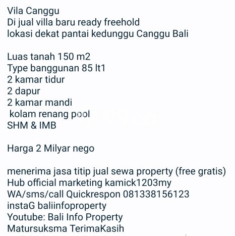 Vila Strategis Kawasan , Luas 150m2m², Dekat mudah Tabanan, Tabanan Vila Strategis Kawasan , Luas 150m2m², Dekat mudah Tabanan, Tabanan