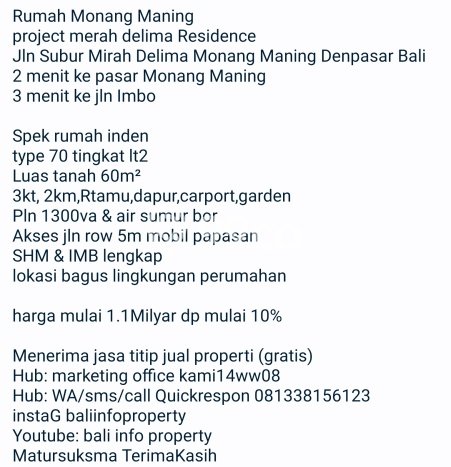PENAWARAN TERBAIK! Rumah Strategis area Pemecutan, Luas 60m² LB 70m² PENAWARAN TERBAIK! Rumah Strategis area Pemecutan, Luas 60m² LB 70m²