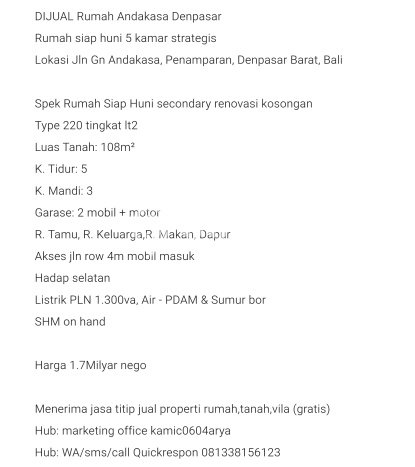 Dijual Rumah Eksklusif 5 KT di Padangsambian , Denpasar Dijual Rumah Eksklusif 5 KT di Padangsambian , Denpasar