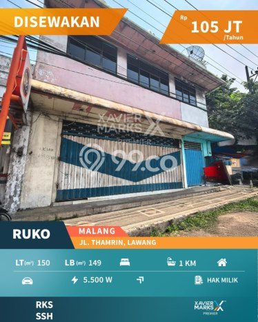 Ruko disewakan lokasi strategis Lawang Malang 149m2 Ruko disewakan lokasi strategis Lawang Malang 149m2