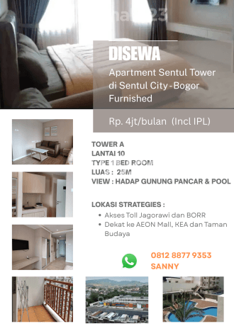 Sewa Apartemen Harga Terjangkau di Sentul City 1 Bedroom Sewa Apartemen Harga Terjangkau di Sentul City 1 Bedroom
