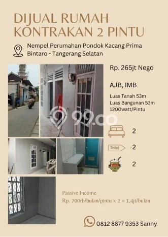 Hunian Strategis 1 KT LB 53m2 Kondisi Bagus di Bintaro Hunian Strategis 1 KT LB 53m2 Kondisi Bagus di Bintaro