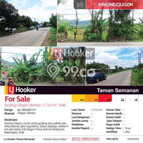 PROSPEKTIF! Tanah di Cilegon Indah, Luas 2714m², Lokasi Strategis PROSPEKTIF! Tanah di Cilegon Indah, Luas 2714m², Lokasi Strategis