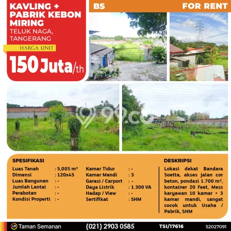 Tanah Dijual di Tangerang Seluas 5085m2 Strategis Tanah Dijual di Tangerang Seluas 5085m2 Strategis