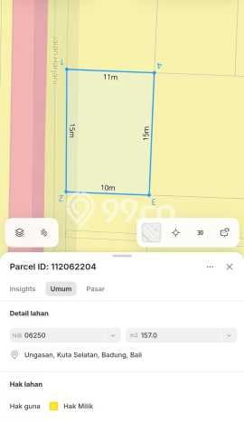 Tanah Dijual Lokasi Ungasan, Badung Luas 157m2 Legalitas Aman Tanah Dijual Lokasi Ungasan, Badung Luas 157m2 Legalitas Aman