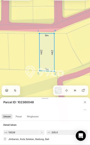 Kavling Tanah untuk Dijual di Jimbaran, Badung, Luas 205m2 Kavling Tanah untuk Dijual di Jimbaran, Badung, Luas 205m2