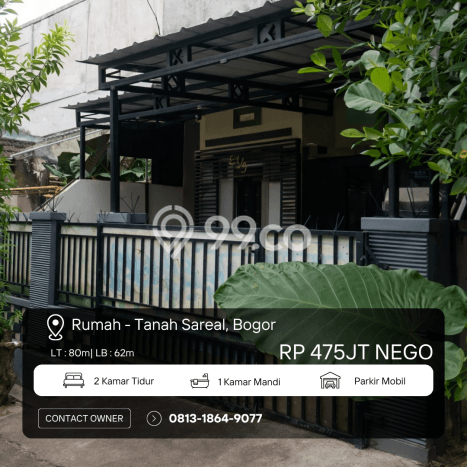 Rumah Nyaman 1 KT LB 62m2 Kondisi Bagus di Tanah Sareal Rumah Nyaman 1 KT LB 62m2 Kondisi Bagus di Tanah Sareal
