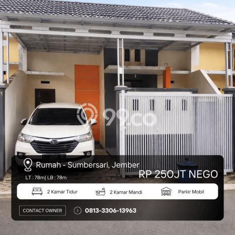 Jual Rumah Murah Meriah Sumbersari Punya 2 Kamar & LT 78m2 Jual Rumah Murah Meriah Sumbersari Punya 2 Kamar & LT 78m2