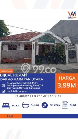 Rumah Eksklusif di Sukomanunggal, Surabaya, LT 400m2m² Bangunan 250m2m² Rumah Eksklusif di Sukomanunggal, Surabaya, LT 400m2m² Bangunan 250m2m²