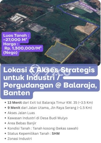 Dijual Tanah di Balaraja Tangerang Luas 27000m2 SHM Dijual Tanah di Balaraja Tangerang Luas 27000m2 SHM