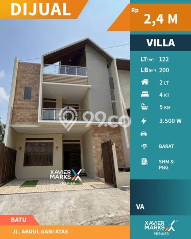 Vila Kawasan Batu, Ukuran 122m2m², Akses ke transportasi umum Vila Kawasan Batu, Ukuran 122m2m², Akses ke transportasi umum