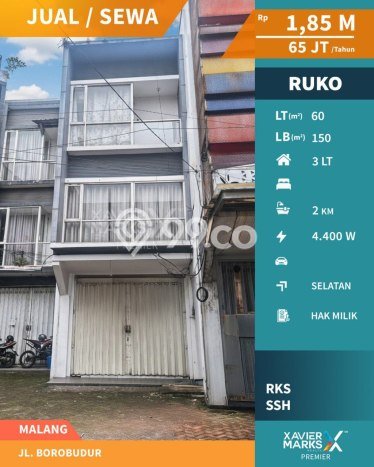 Ruko Dijual Lokasi Emas di Blimbing Luas 150m2 Ruko Dijual Lokasi Emas di Blimbing Luas 150m2