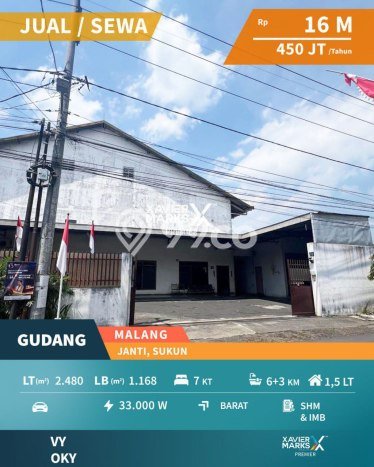Gudang Komersial Disewakan di Sukun Malang Luas 1168m2 Gudang Komersial Disewakan di Sukun Malang Luas 1168m2