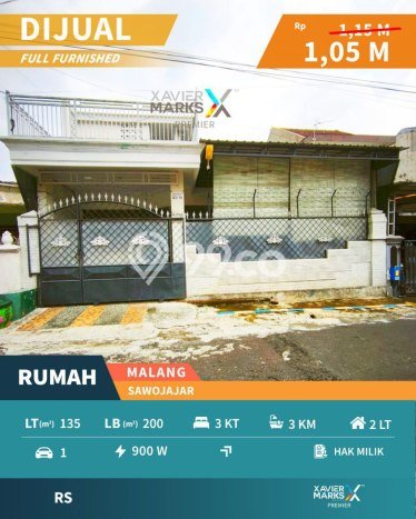 Jual Rumah Bagus Siap Huni LB 200m2 di Sawojajar, Malang Jual Rumah Bagus Siap Huni LB 200m2 di Sawojajar, Malang