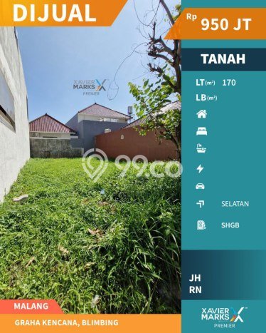 Tanah Kavling untuk Dijual di Blimbing Malang 170m2 Tanah Kavling untuk Dijual di Blimbing Malang 170m2