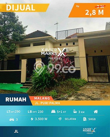 For Sale! Premium House LT 290m2 Desain Modern di Araya For Sale! Premium House LT 290m2 Desain Modern di Araya