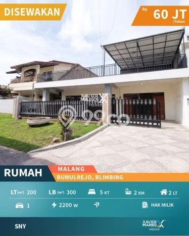 Disewakan! Rumah 5 Kamar Tidur &
2 Kamar Mandi di Malang Kota, Malang Disewakan! Rumah 5 Kamar Tidur &
2 Kamar Mandi di Malang Kota, Malang