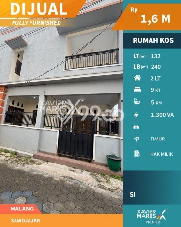 Kost Dijual di Sawojajar dengan 9 KT dan Luas 240m2 Kost Dijual di Sawojajar dengan 9 KT dan Luas 240m2