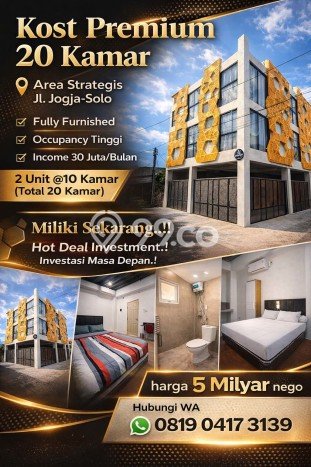 Kost Dijual Lokasi Depok, Sleman, 20 KT, 20 KM, 900m2 Kost Dijual Lokasi Depok, Sleman, 20 KT, 20 KM, 900m2