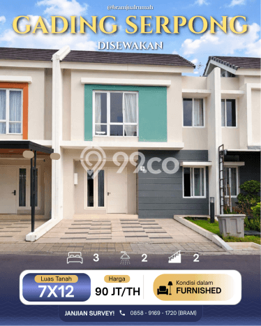 Disewakan! Rumah 3 Kamar Tidur &
2 Kamar Mandi di Gading Serpong, Tangerang Disewakan! Rumah 3 Kamar Tidur &
2 Kamar Mandi di Gading Serpong, Tangerang
