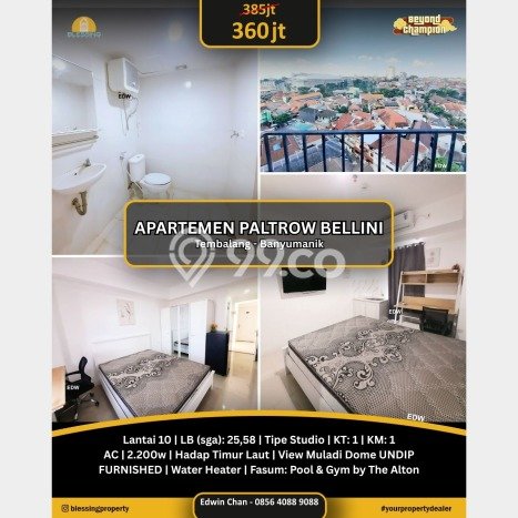 Hunian Apartemen 1 KT 1 KM Dijual di Banyumanik Semarang, Luas 25m2 Hunian Apartemen 1 KT 1 KM Dijual di Banyumanik Semarang, Luas 25m2